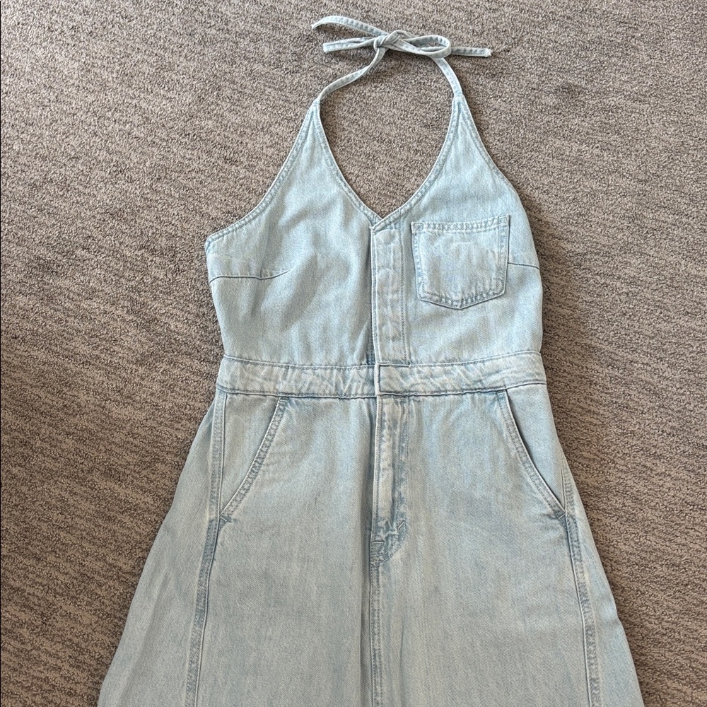 Universal Thread Light Blue Denim Halter Maxi Dress size 4 - Picture 4 of 11